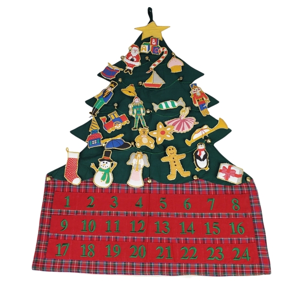 Unbranded Holiday Vintage Christmas Tree Fabric Advent Calendar